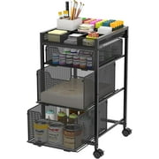 Rolling Utility Cart with 3 Drawers, Craft Organizer and Storage with DIY Divider, Lockable Wheels, Multi-Functional Storage for Art Supplies, Store for Brushes \u0026 Paints \u0026 Artifacts Small Parts